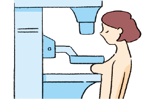 マンモグラフィ検査を受ける女性のイラスト