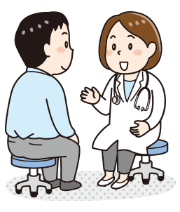 医師・薬剤師に相談する高齢者のイラスト